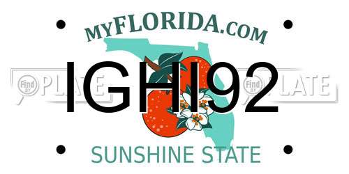 IGHI92 Florida License Plate