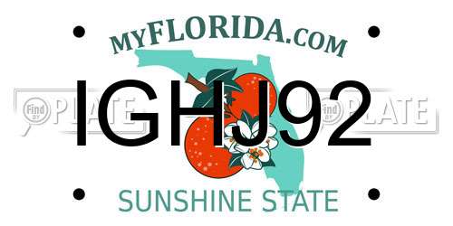 IGHJ92 Florida License Plate