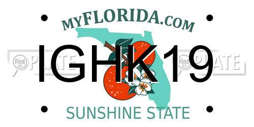 IGHK19 Florida License Plate