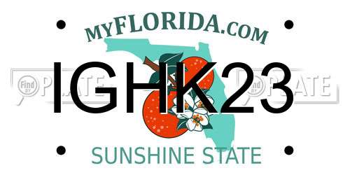 IGHK23 Florida License Plate