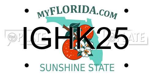IGHK25 Florida License Plate