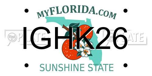 IGHK26 Florida License Plate