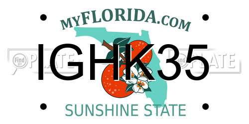 IGHK35 Florida License Plate