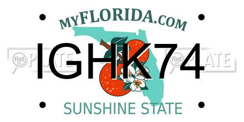 IGHK74 Florida License Plate