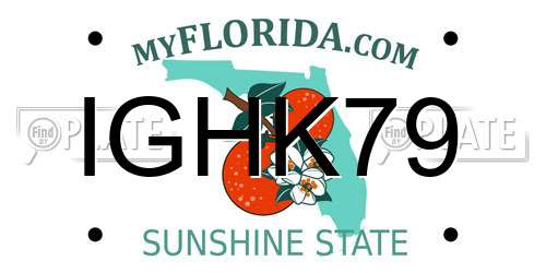 IGHK79 Florida License Plate