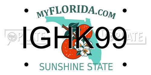 IGHK99 Florida License Plate