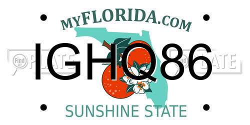 IGHQ86 Florida License Plate