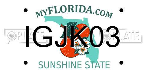 IGJK03 Florida License Plate