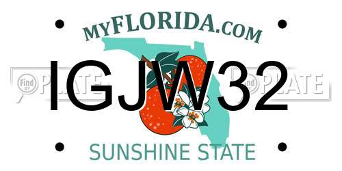 IGJW32 Florida License Plate