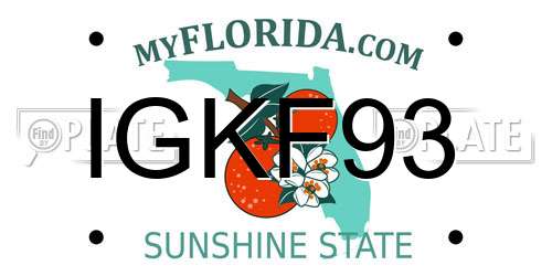 IGKF93 Florida License Plate