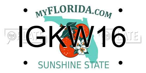 IGKW16 Florida License Plate