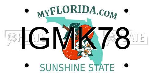 IGMK78 Florida License Plate