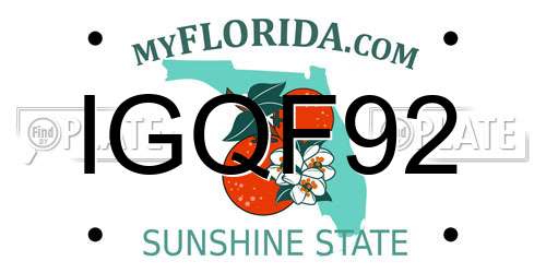 IGQF92 Florida License Plate