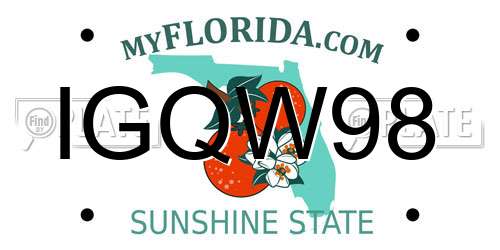 IGQW98 Florida License Plate