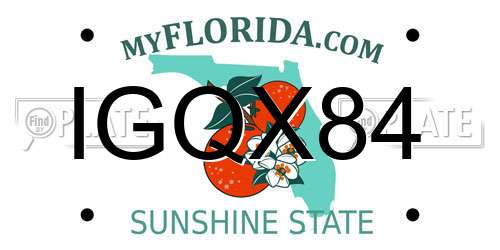 IGQX84 Florida License Plate
