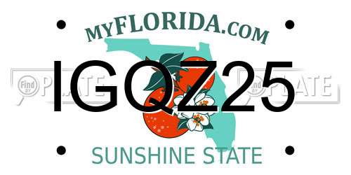 IGQZ25 Florida License Plate