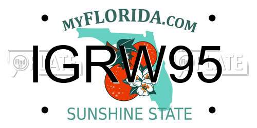 IGRW95 Florida License Plate
