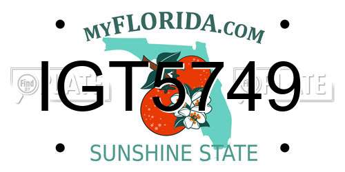 IGT5749 Florida License Plate