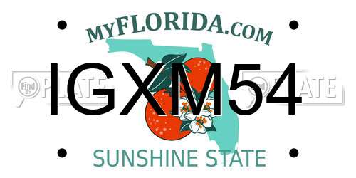 IGXM54 Florida License Plate