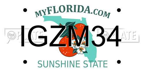 IGZM34 Florida License Plate