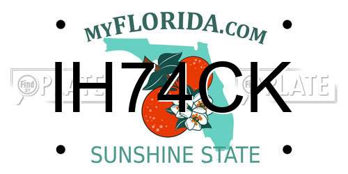 IH74CK Florida License Plate