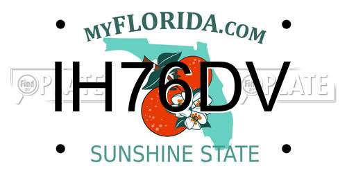 IH76DV Florida License Plate