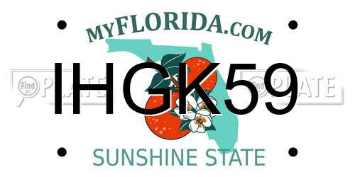 IHGK59 Florida License Plate