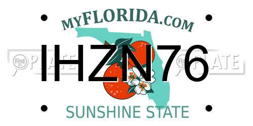 IHZN76 Florida License Plate