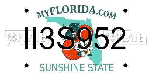 II3S952 Florida License Plate