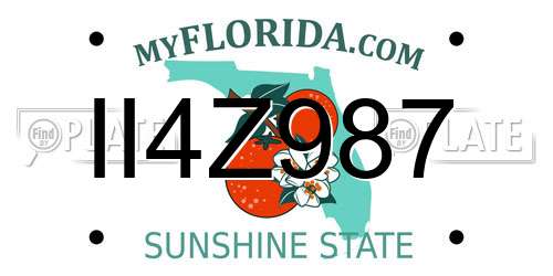II4Z987 Florida License Plate