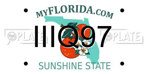 IIIQ97 Florida License Plate