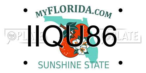IIQU86 Florida License Plate