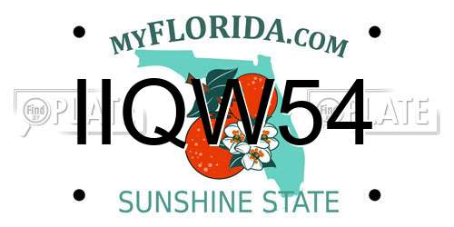 IIQW54 Florida License Plate