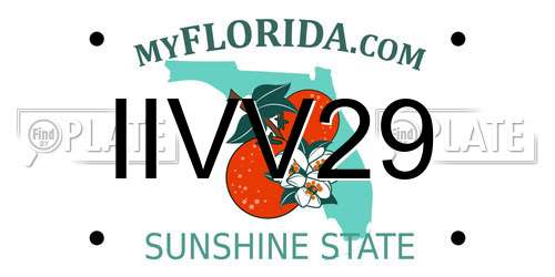 IIVV29 Florida License Plate