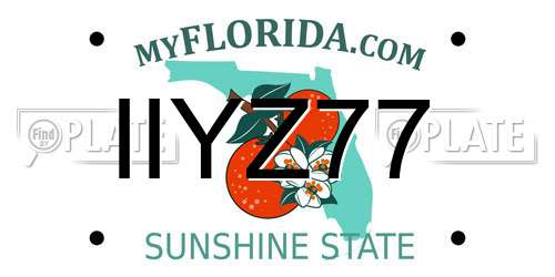 IIYZ77 Florida License Plate