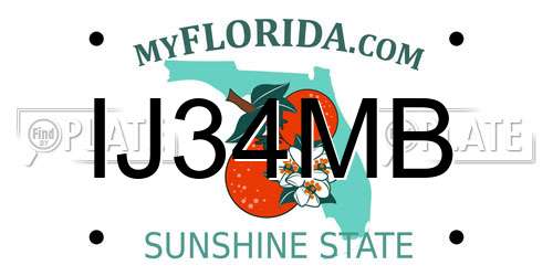 IJ34MB Florida License Plate