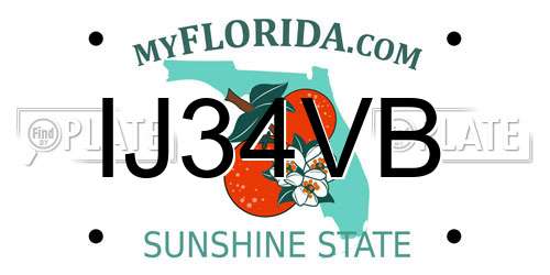 IJ34VB Florida License Plate