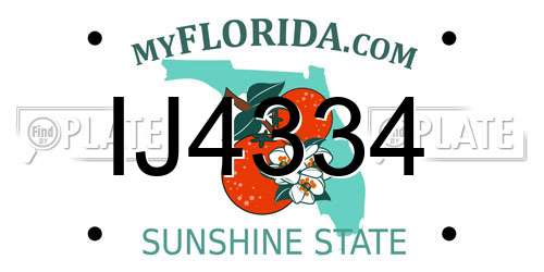 IJ4334 Florida License Plate