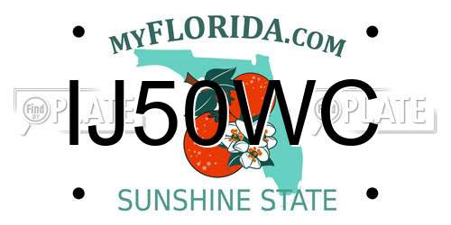 IJ50WC Florida License Plate