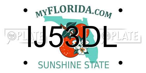IJ53DL Florida License Plate