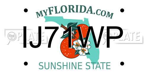 IJ71WP Florida License Plate