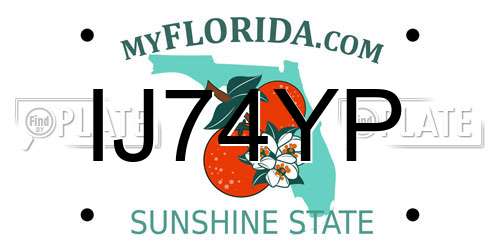 IJ74YP Florida License Plate