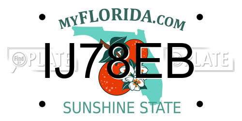 IJ78EB Florida License Plate