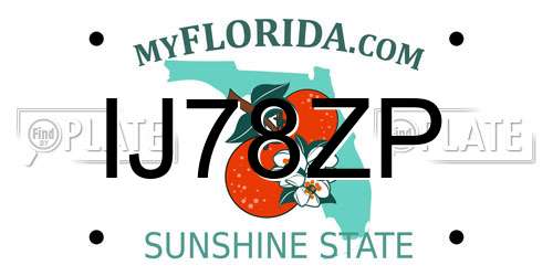 IJ78ZP Florida License Plate