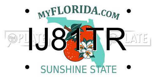 IJ81TR Florida License Plate