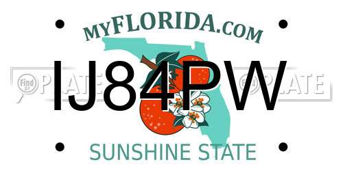 IJ84PW Florida License Plate