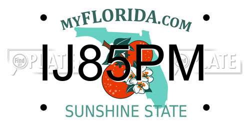 IJ85PM Florida License Plate
