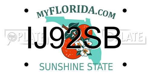 IJ92SB Florida License Plate