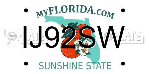 IJ92SW Florida License Plate