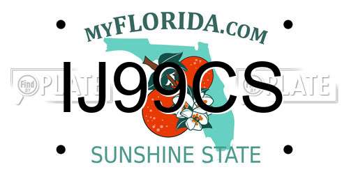 IJ99CS Florida License Plate